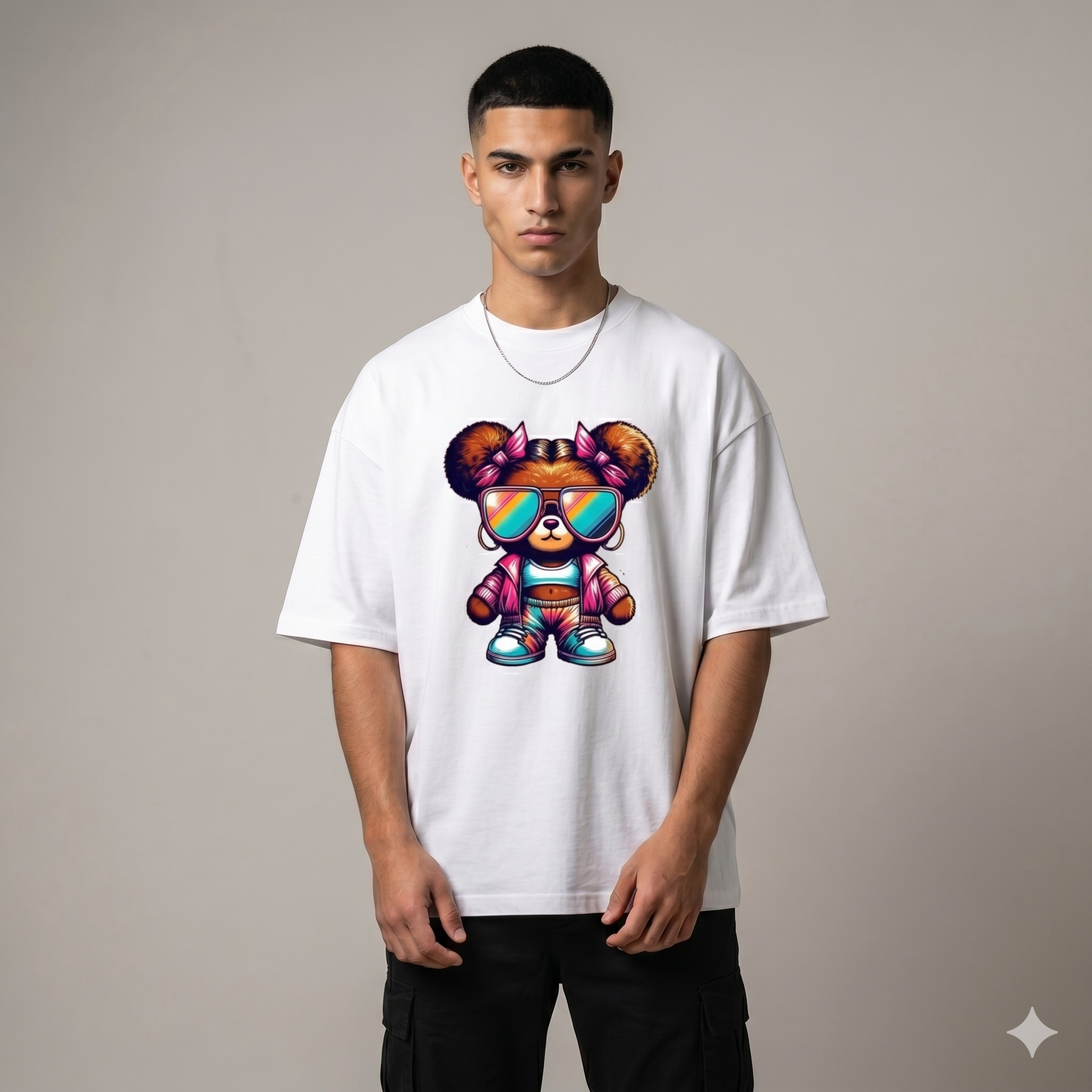 Bear 1 - Male - White Oversize T-Shirt - Image 1