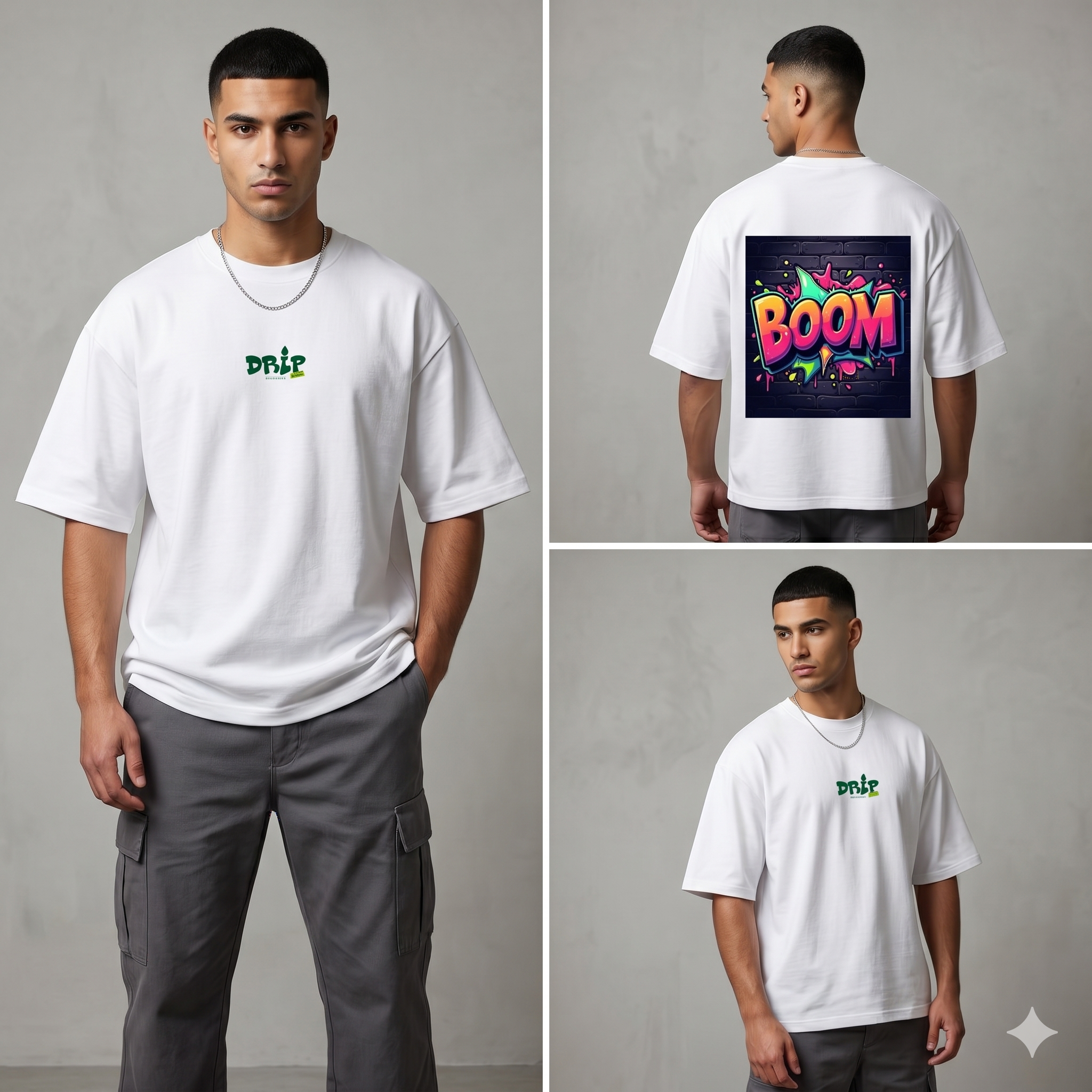 Bm - Male - White Drop Shoulder T-Shirt - Image 1